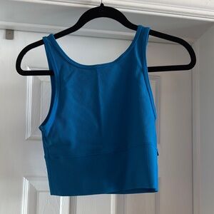 Blue Ribbed Tank Top